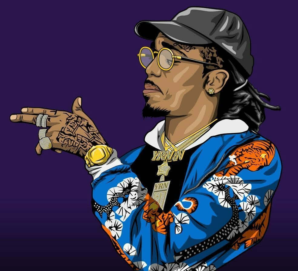 Cartoon Rapper Quavo Finger Background