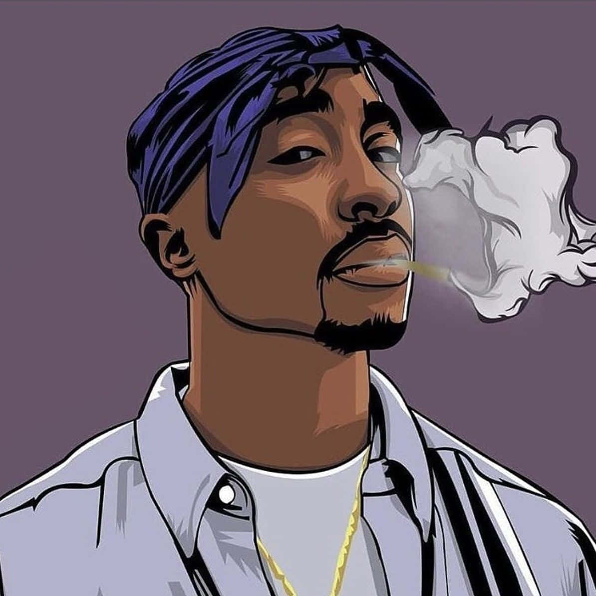 Cartoon Rapper Smoking Tupac Background