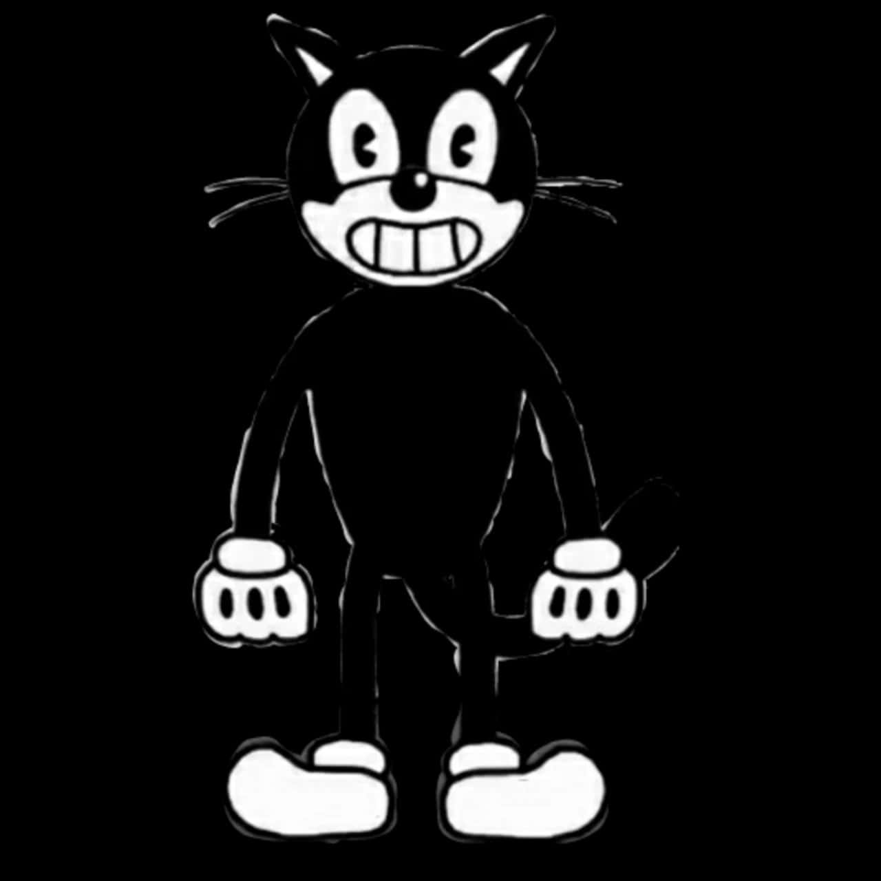 Cartoon Scary Cat In Black Background