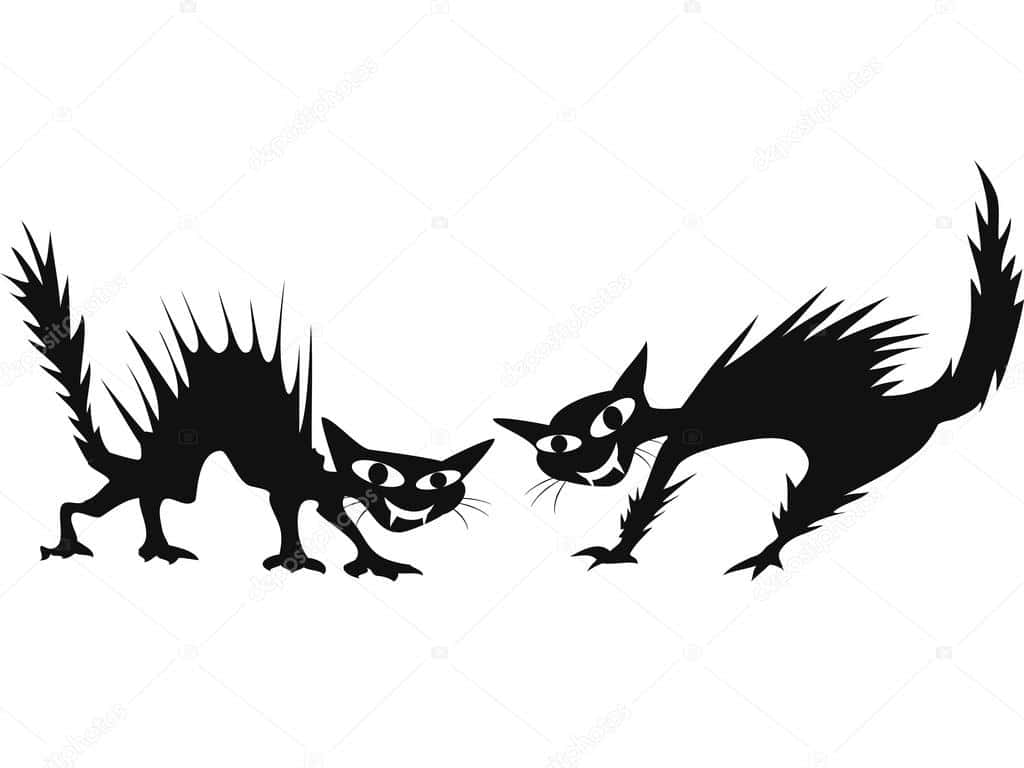 Cartoon Scary Cat Looking Ahead Background