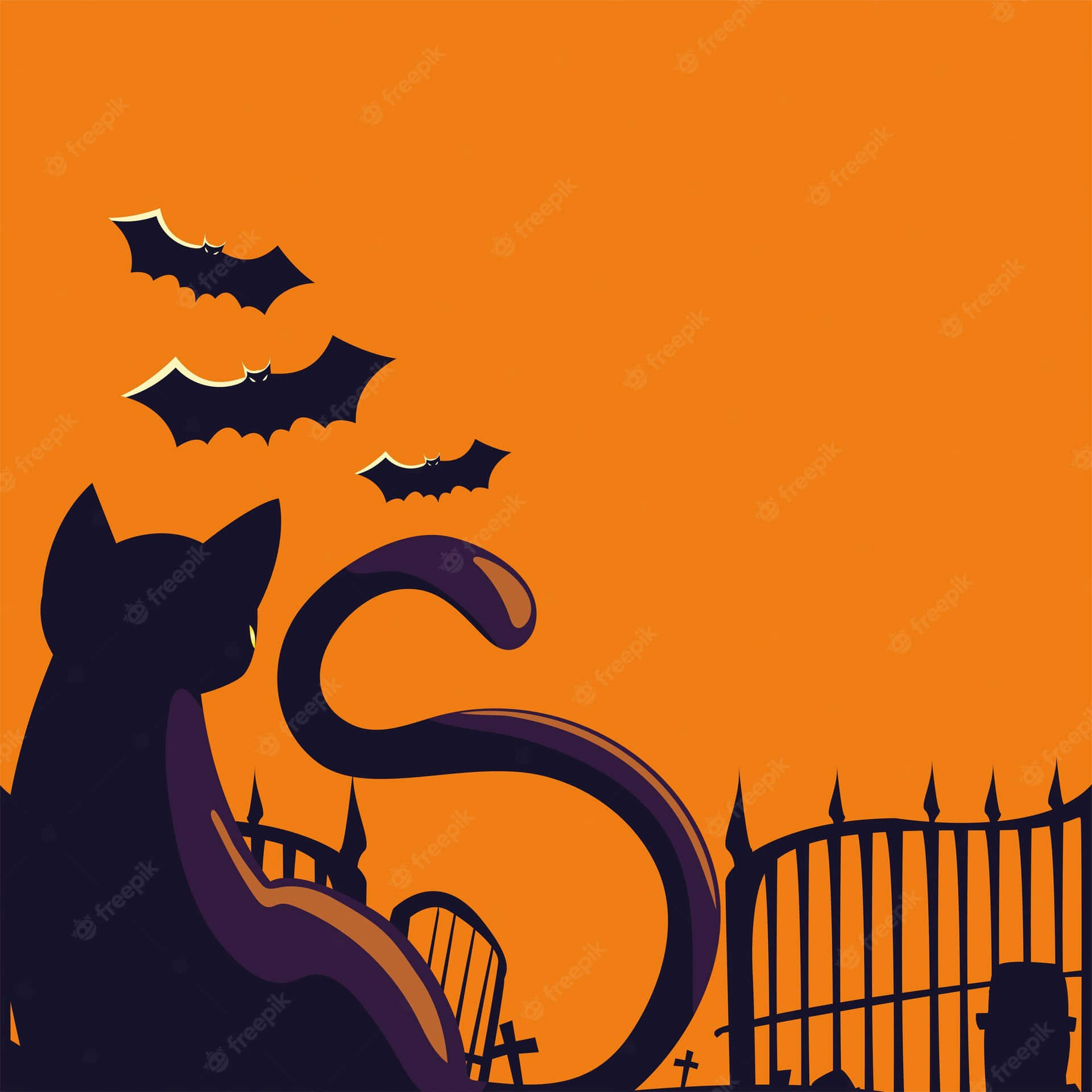 Cartoon Scary Cat Looking At Bats