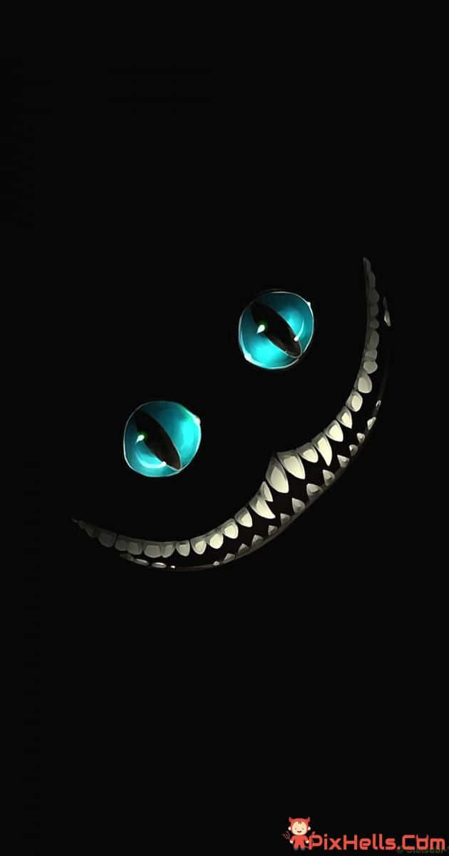 Cartoon Scary Cat Smiling In Dark Background