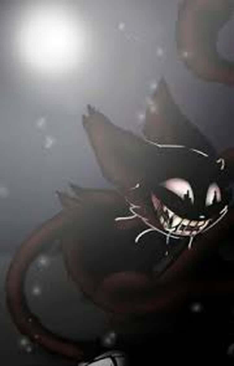 Cartoon Scary Cat Under Moon Background