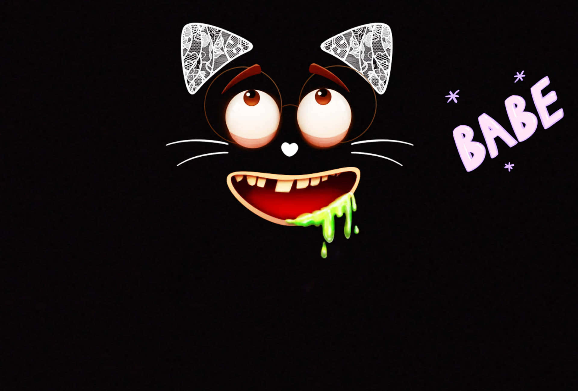 Cartoon Scary Cat With Green Liquid Background