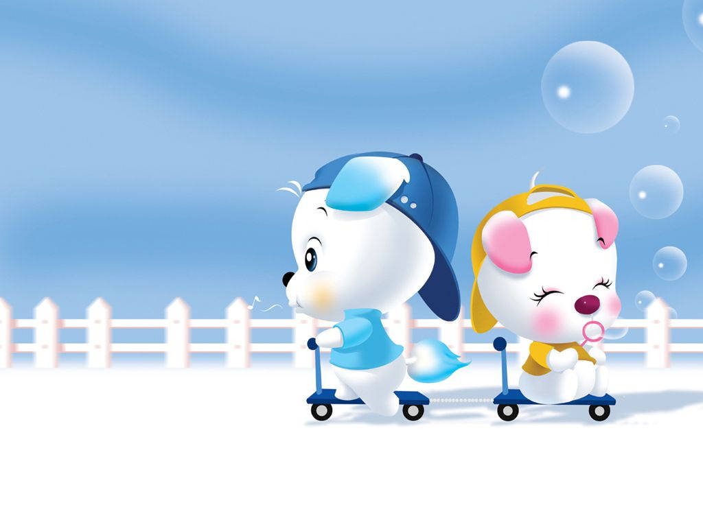 Cartoon Scooter Puppies Background