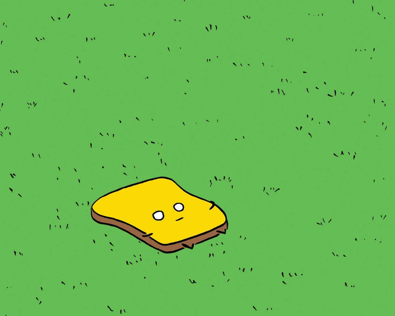 Cartoon Sliceof Breadon Green Background