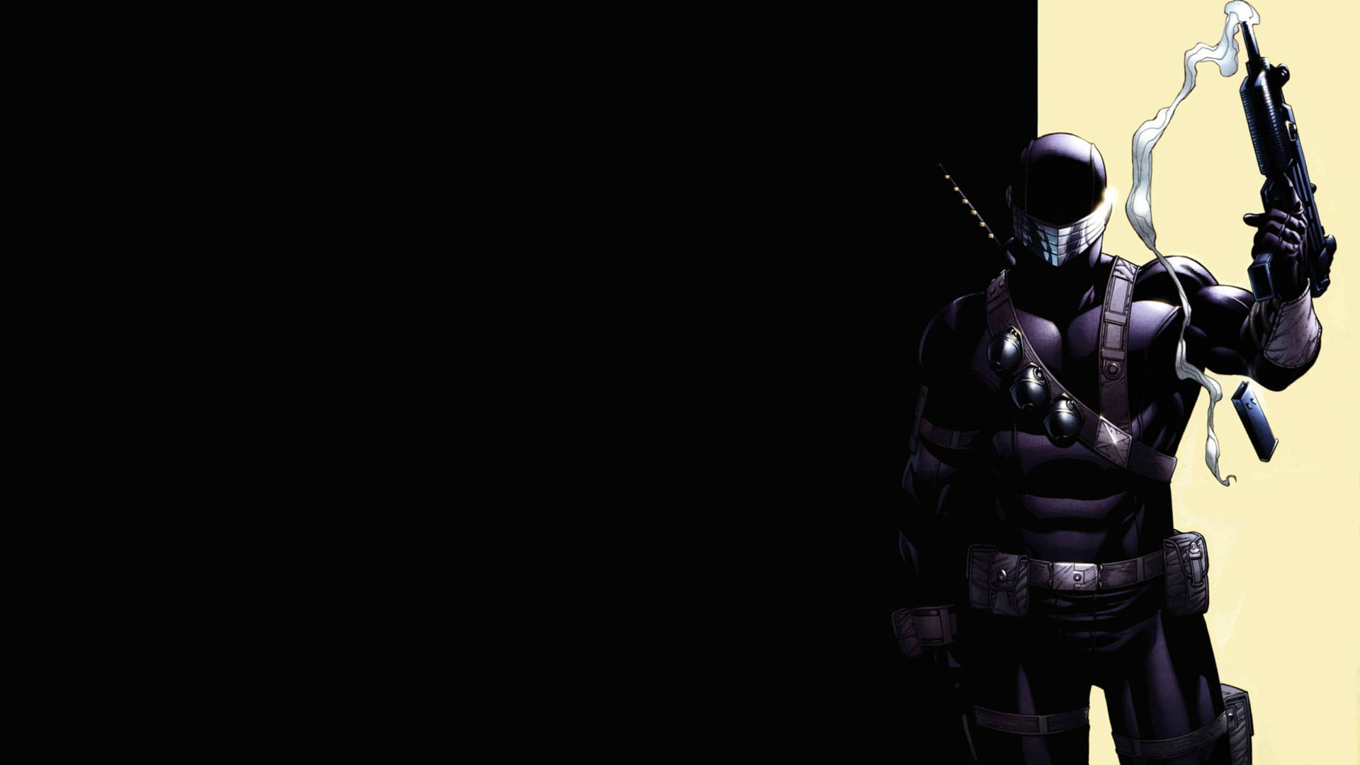 Cartoon Snake Eyes With Gun Background