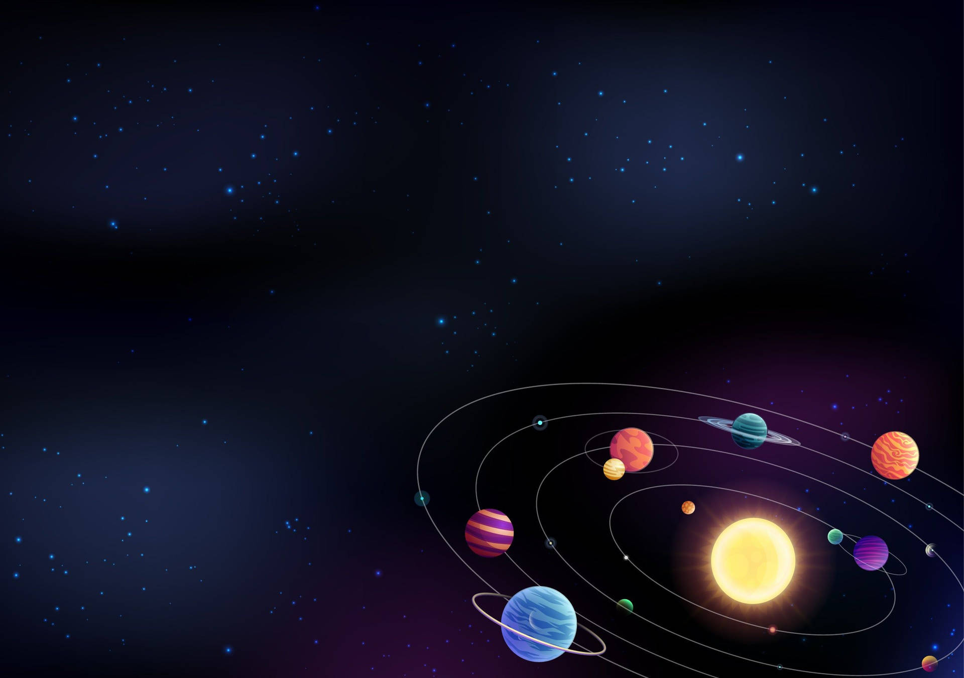 Cartoon Solar System Hd Background