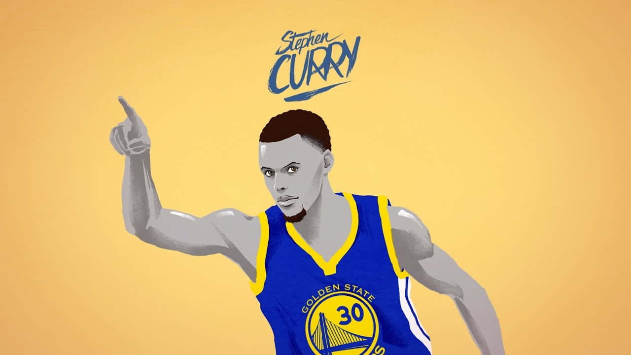 Cartoon Stephen Curry Golden State Warriors Background