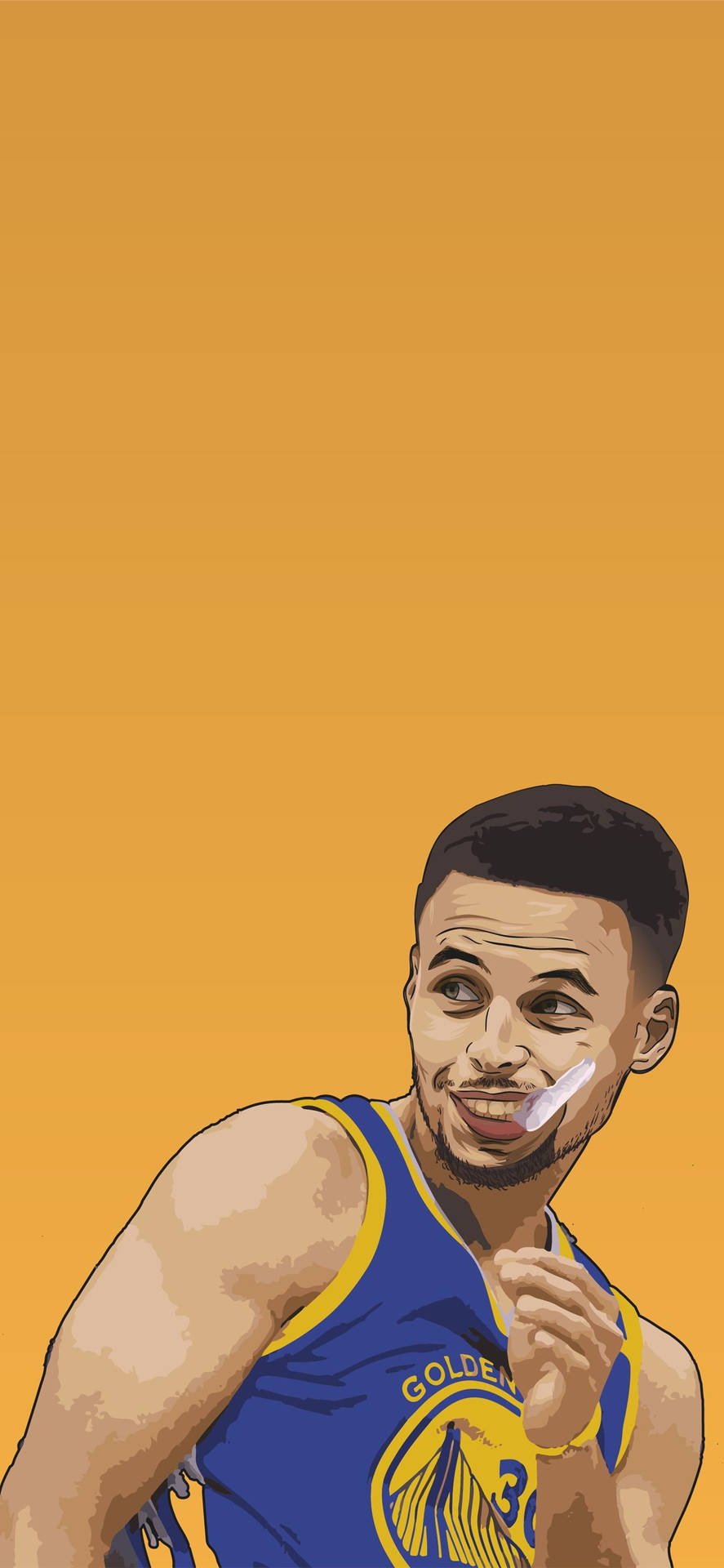 Cartoon Stephen Curry In Mouthpiece Background