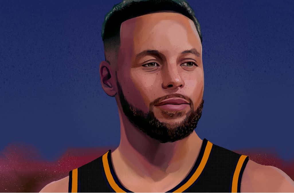 Cartoon Stephen Curry Portrait Background