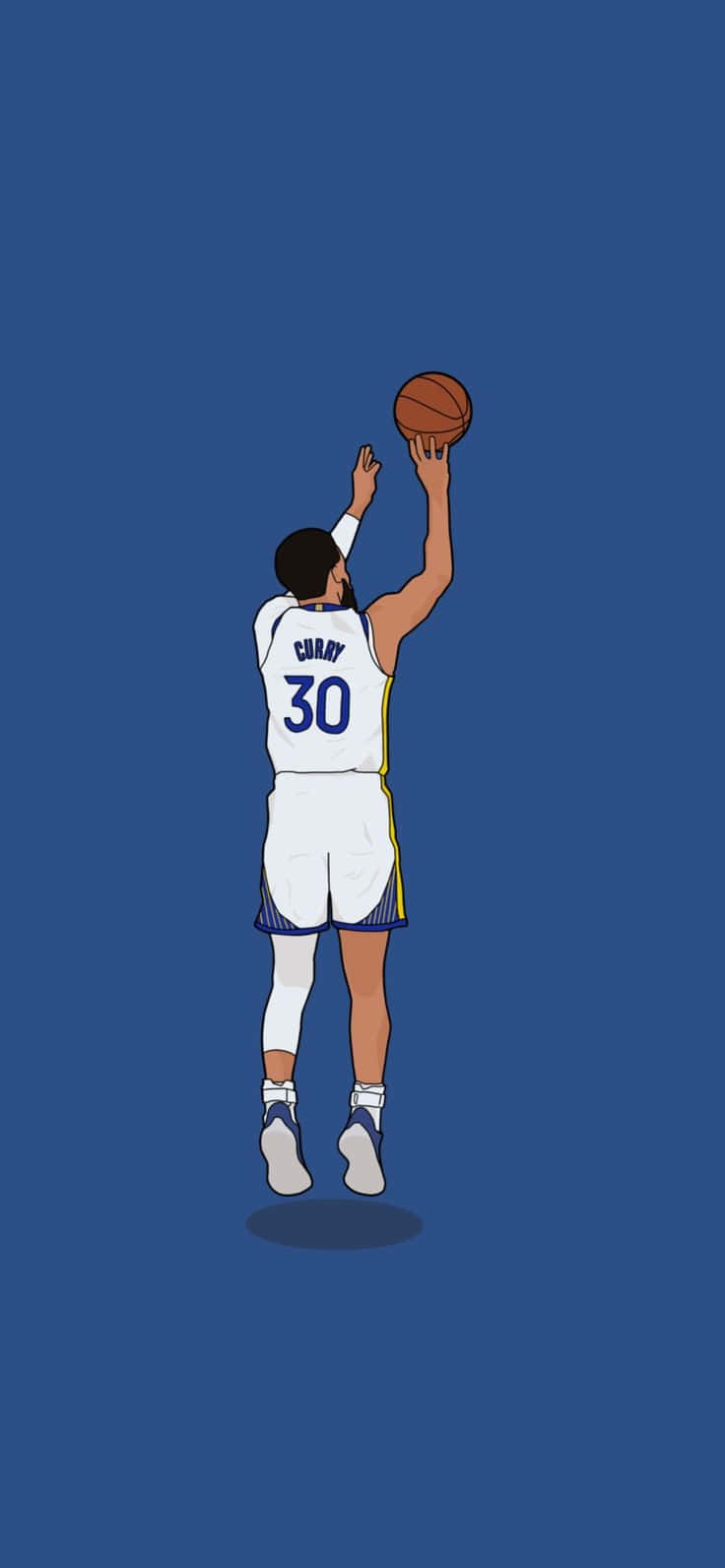 Cartoon Stephen Curry Shooting Basketball Background