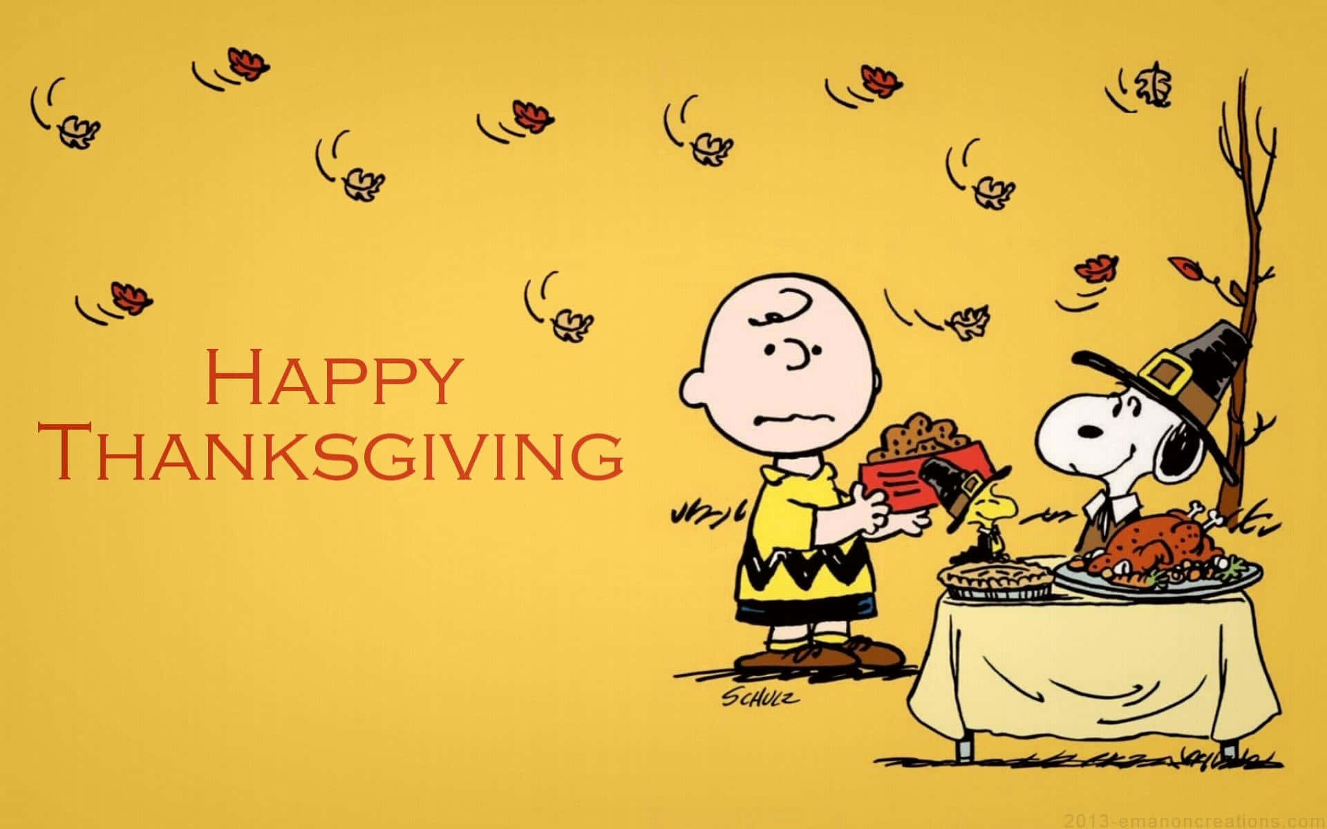 Cartoon Thanksgiving Charlie And Snoopy Background