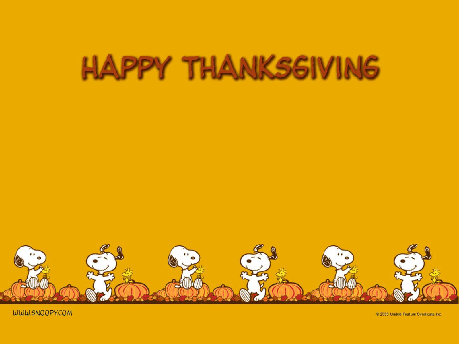 Cartoon Thanksgiving Snoopy With Pumpkins Background