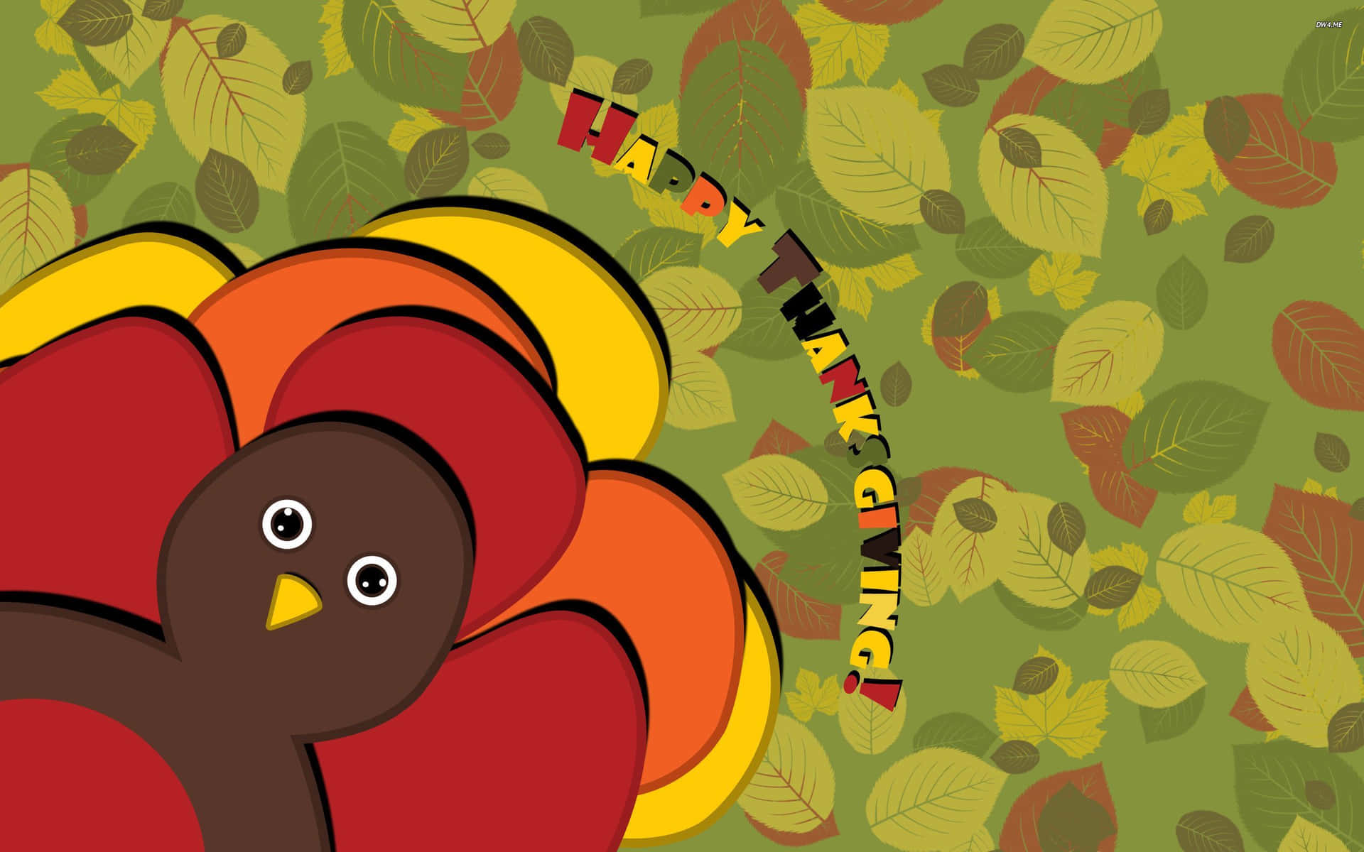 Cartoon Thanksgiving Turkey With A Greeting Background