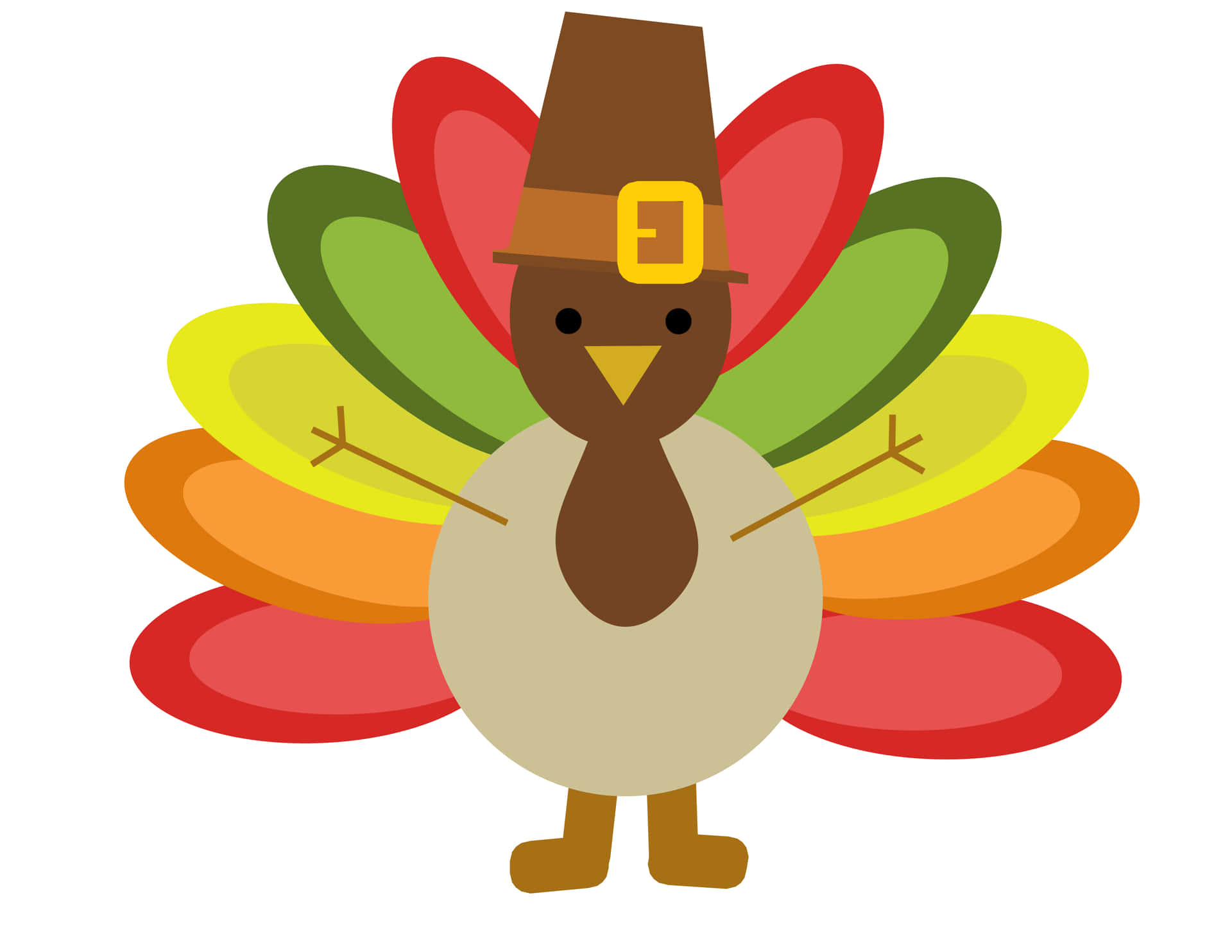 Cartoon Thanksgiving Turkey With Colorful Feathers Background