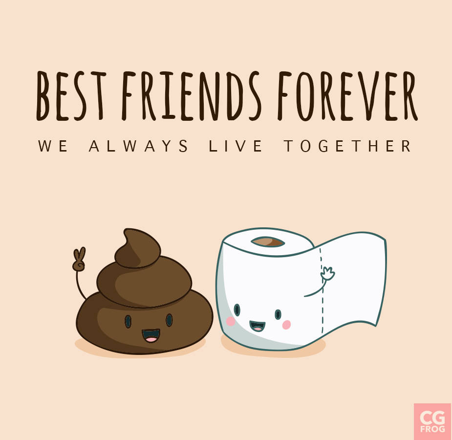 Cartoon Toilet Paper And Poop Best Friend Background