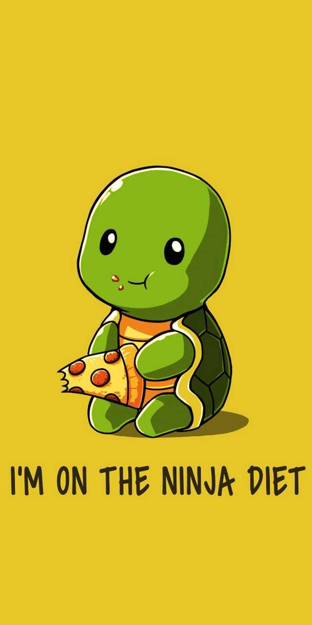 Cartoon Turtle Eating Pizza Background