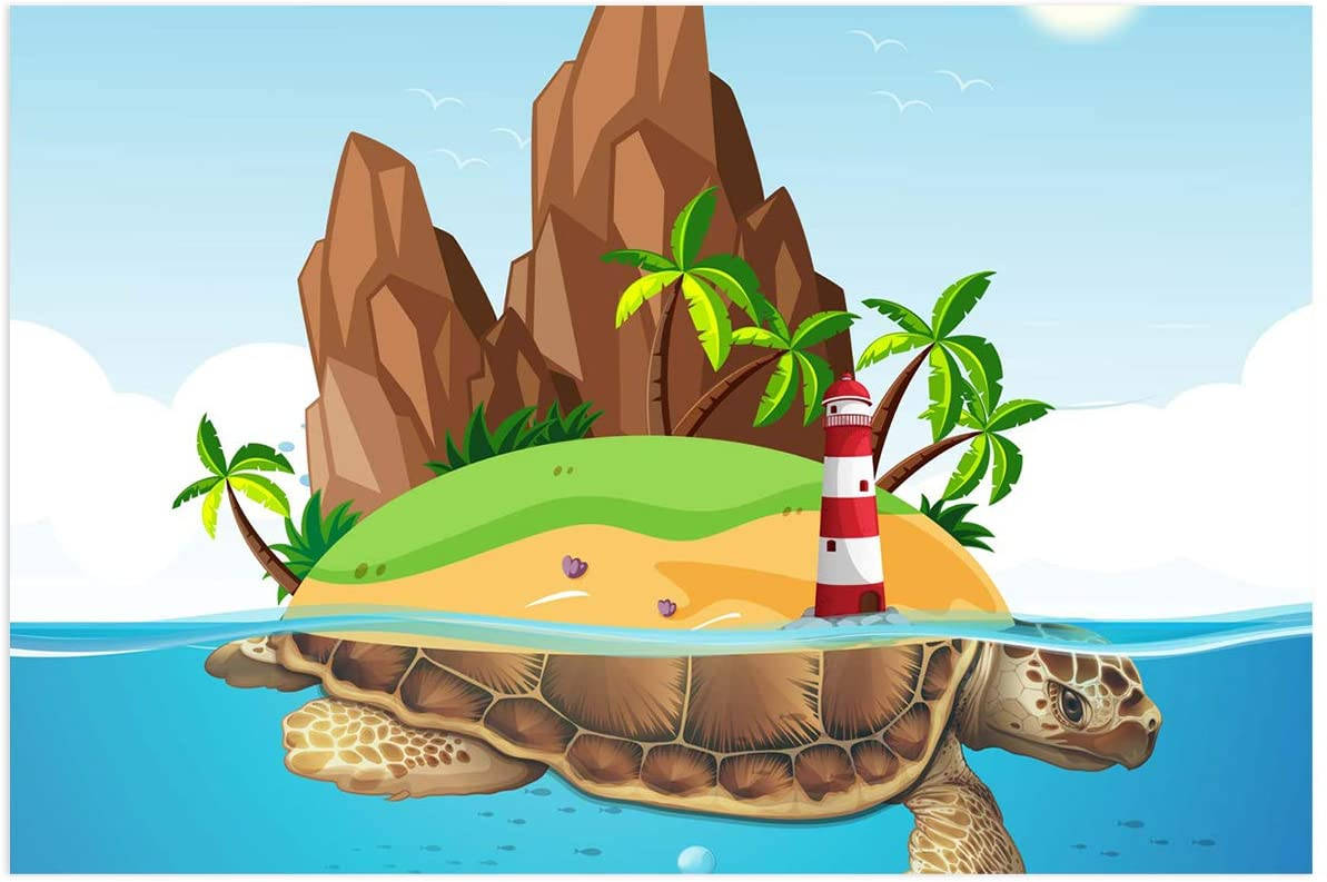 Cartoon Turtle Island Background