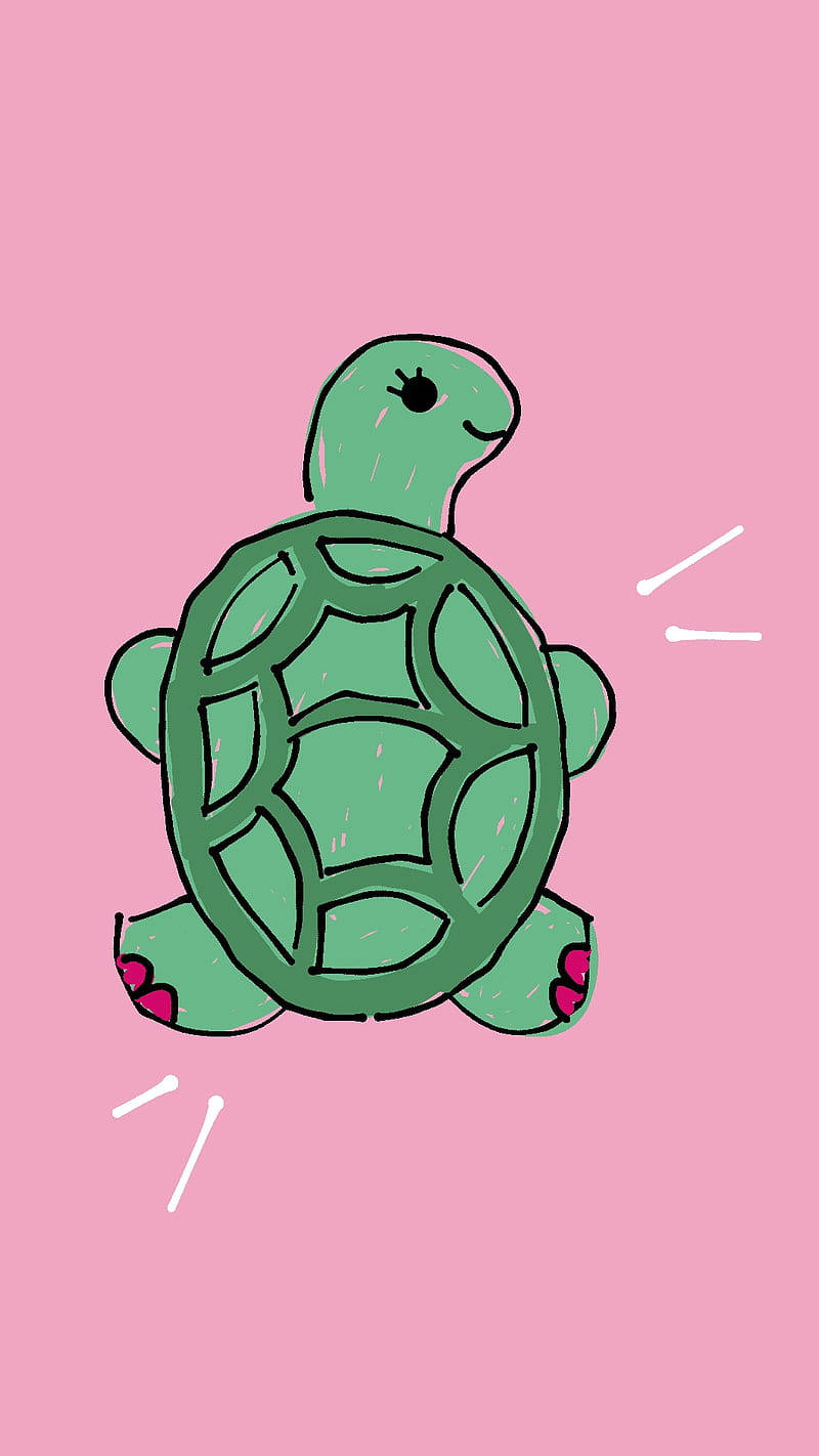 Cartoon Turtle With Pink Toes Background