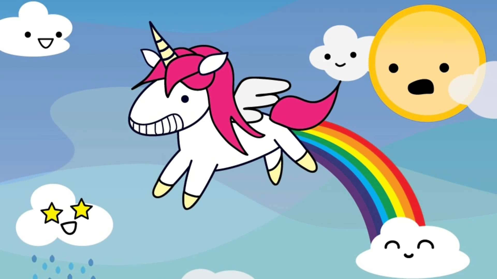 Cartoon Unicorn Flying Background