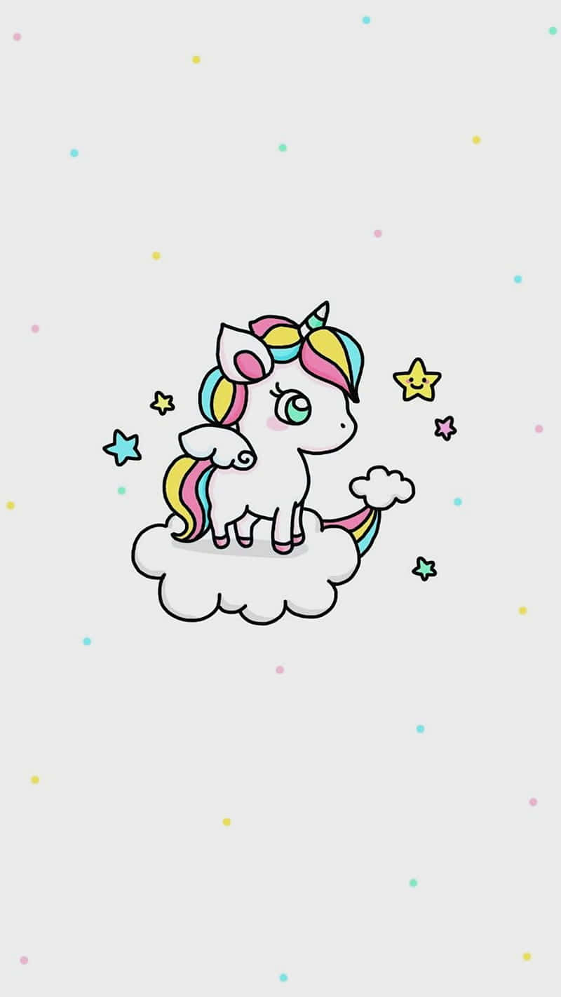 Cartoon Unicorn On Cloud Wallpaper