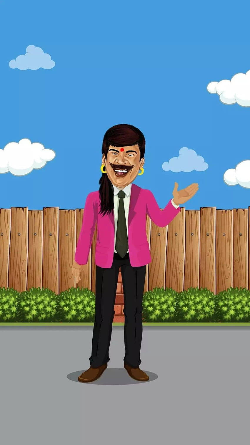 Cartoon Vadivelu In Pink Suit Background