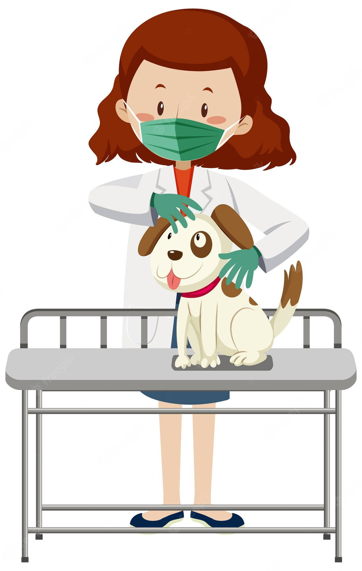 Cartoon Veterinarian Treating Dog