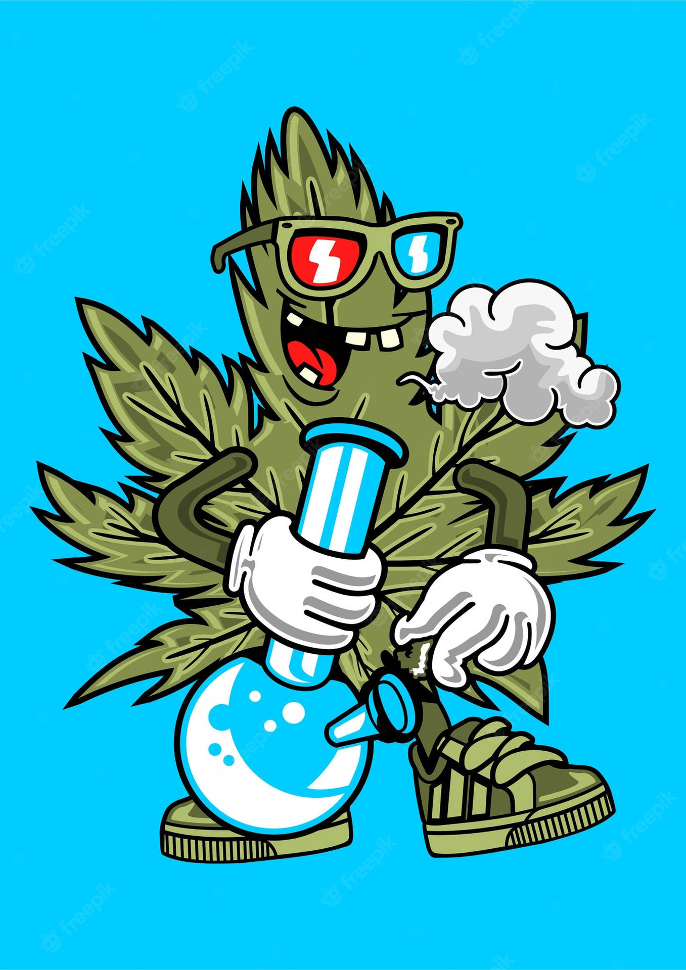 Cartoon Weed On Pipe Background