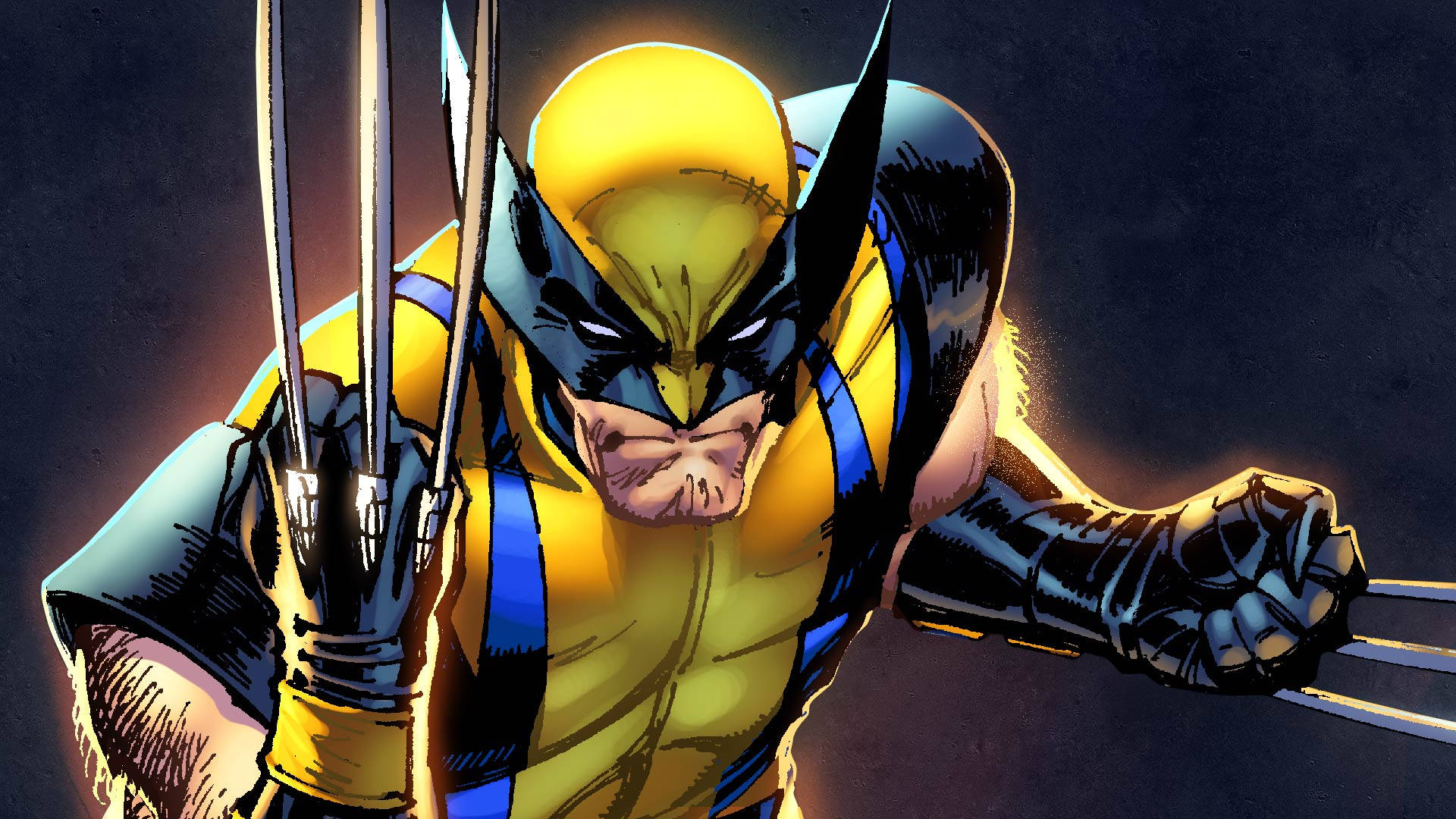 Cartoon Wolverine In Blue Background