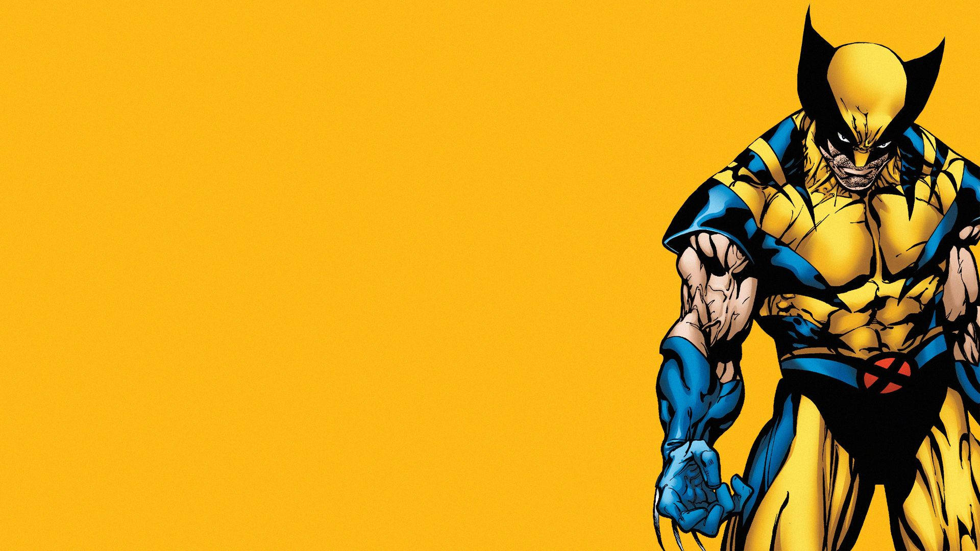 Cartoon Wolverine In Yellow Background