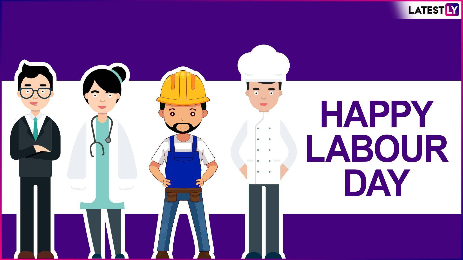 Cartoon Workers Happy Labor Day Background