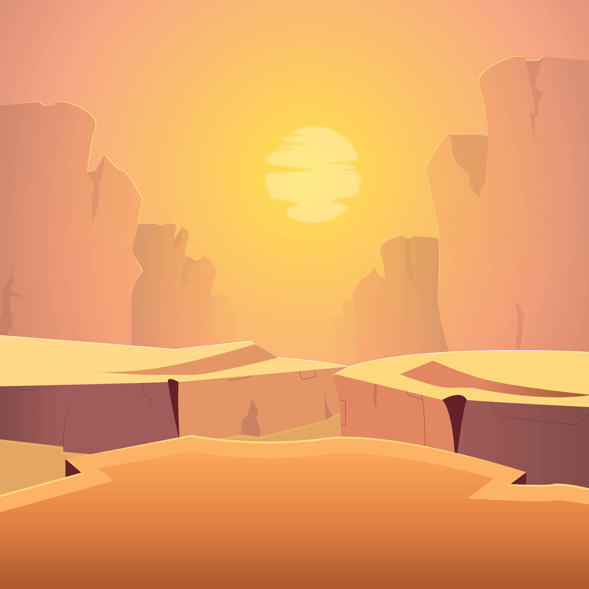 Cartoon Yellow Orange Sunrise Background