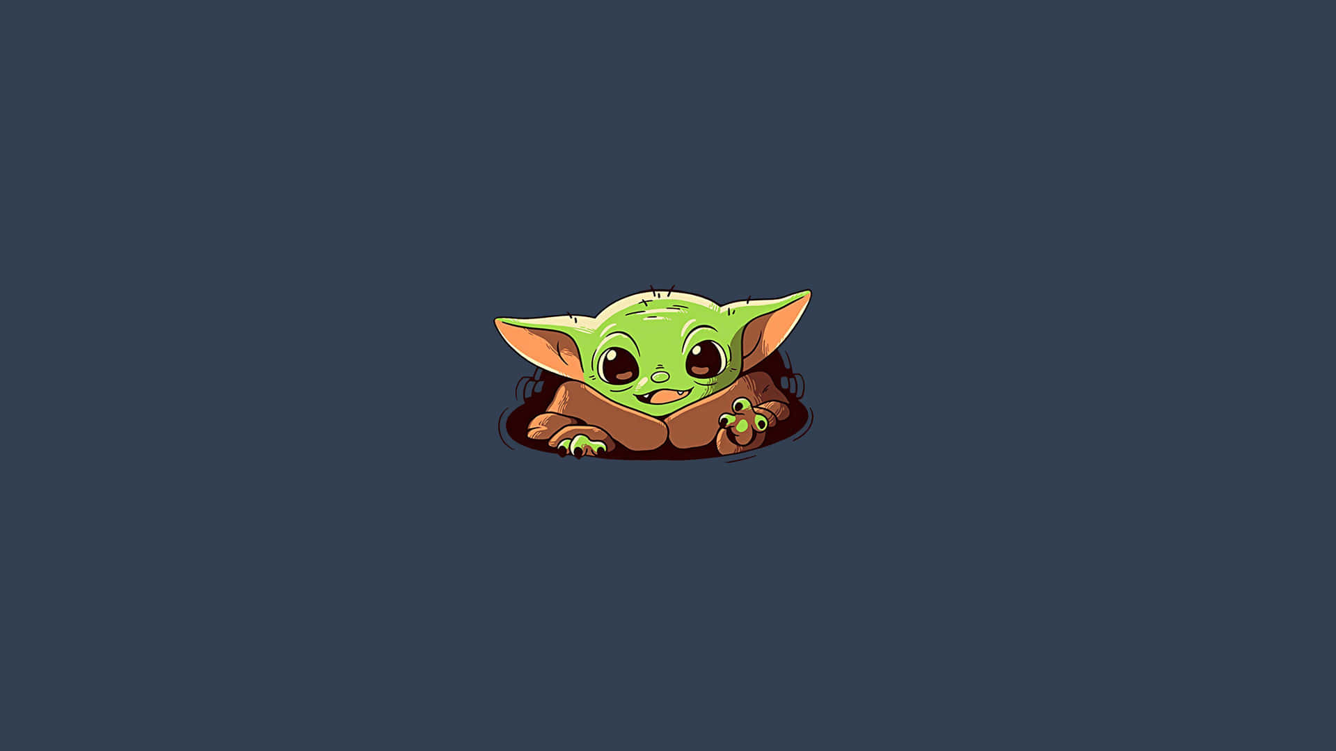 Cartoon Yoda Taps Into The Force Background