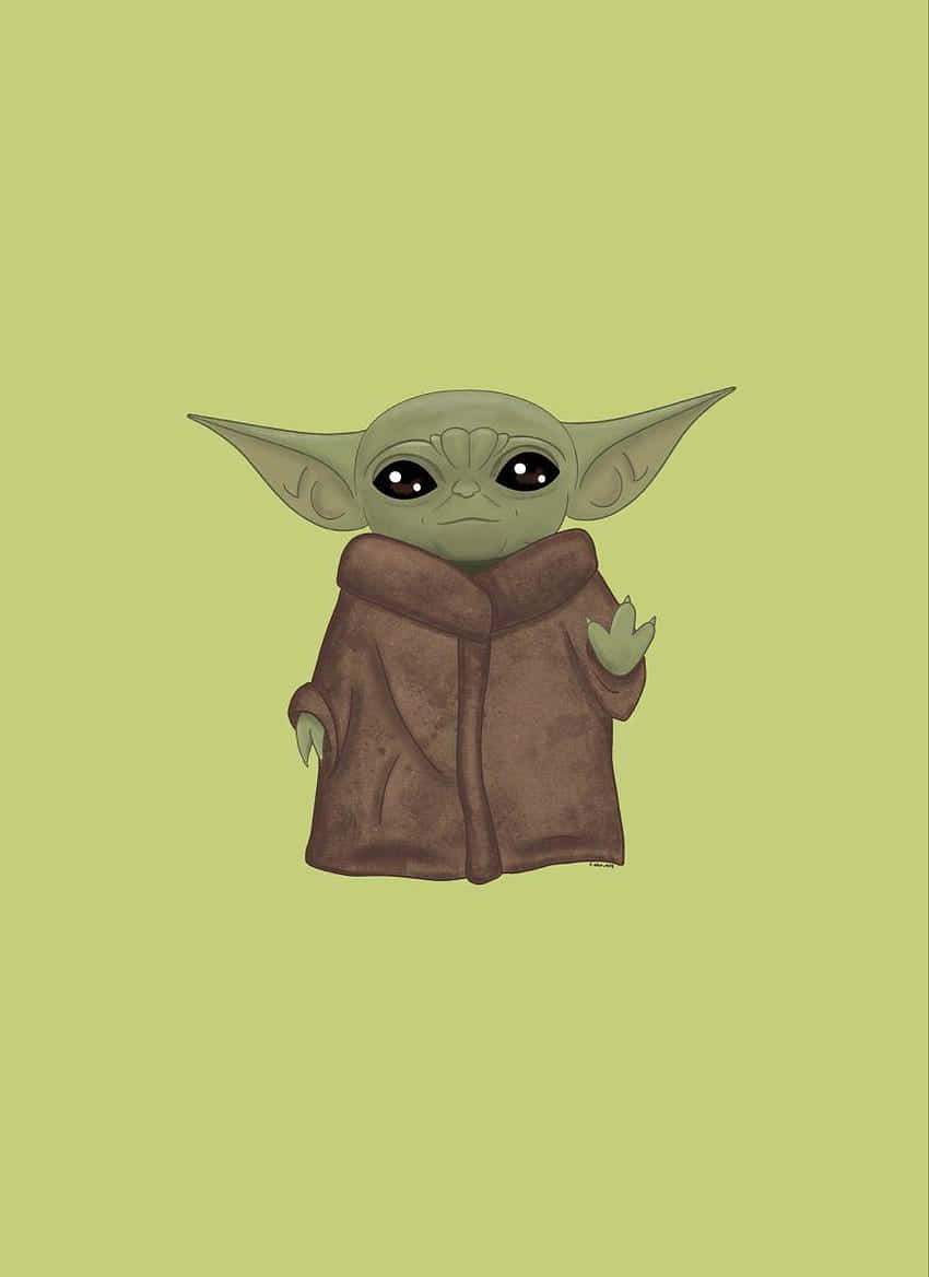 Cartoon Yoda With Lightsaber Background