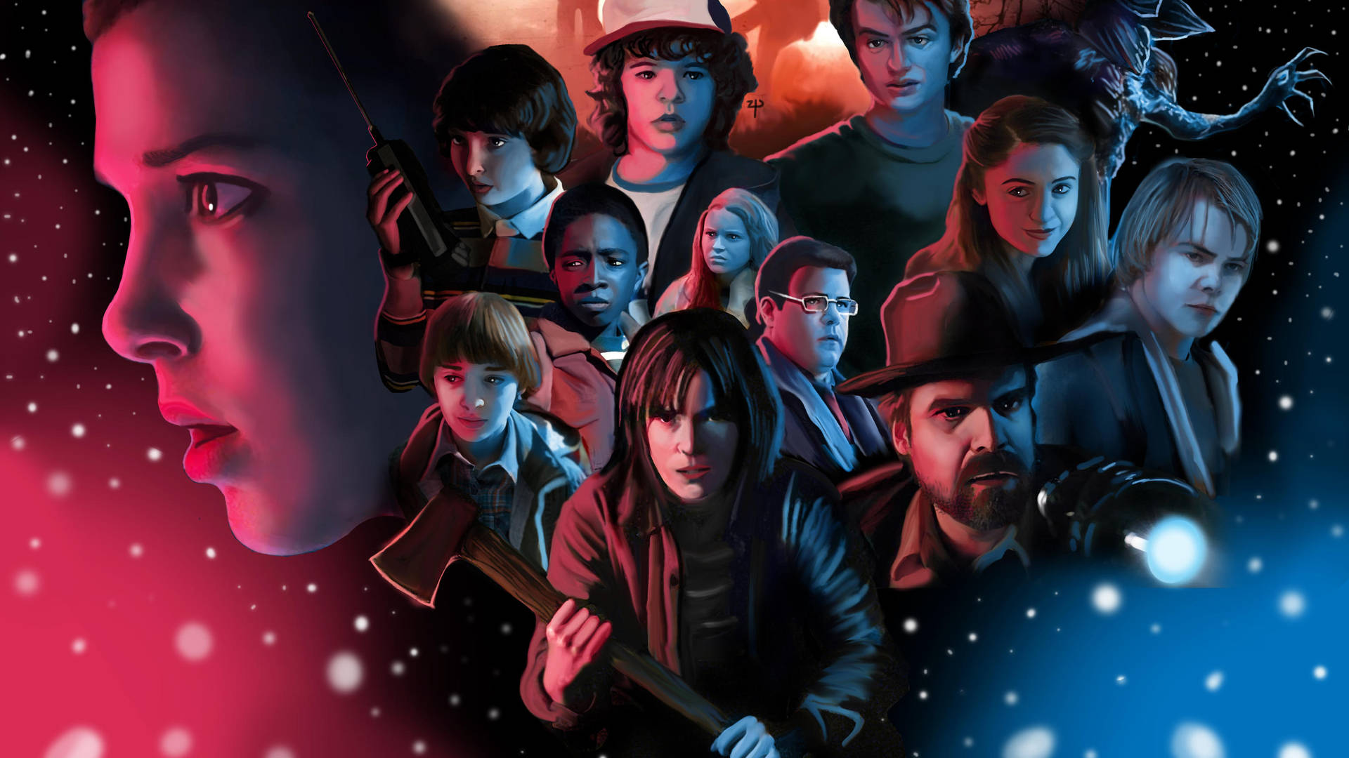 Cartoonish Stranger Things Cast