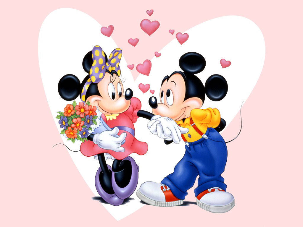 Cartoons Mickey And Minnie As Lovers Background