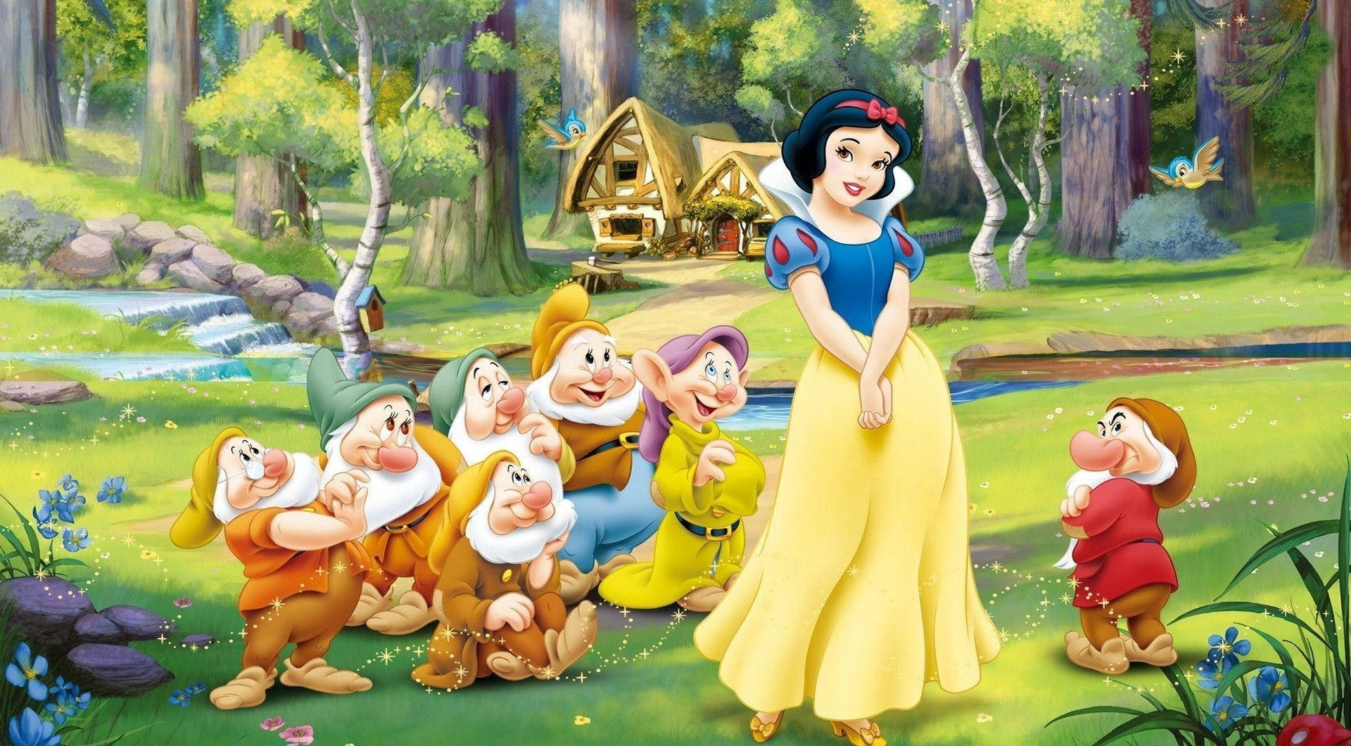 Cartoons Snow White And Seven Dwarfs Background