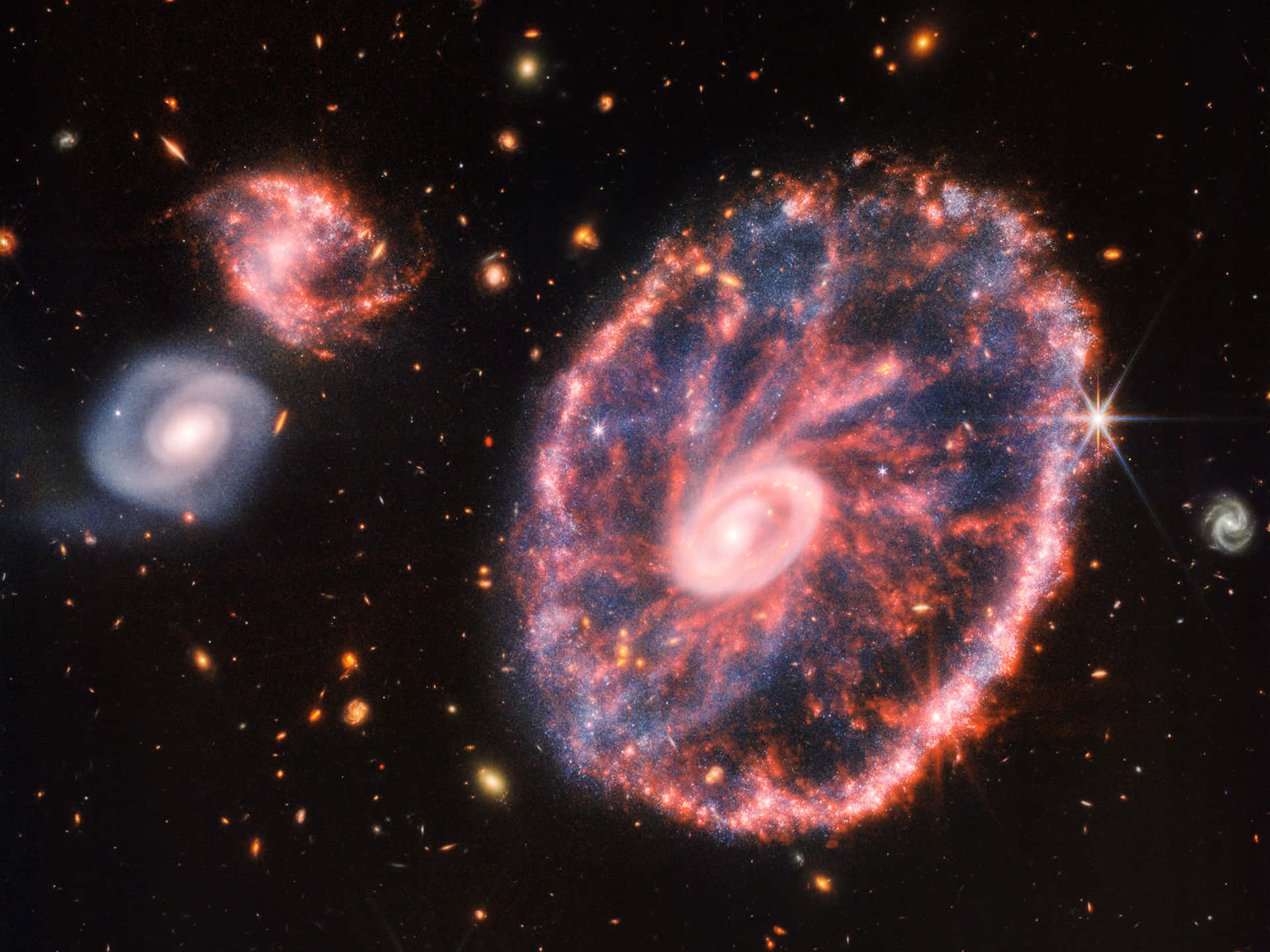 Cartwheel Galaxy In Space Astronomy Background