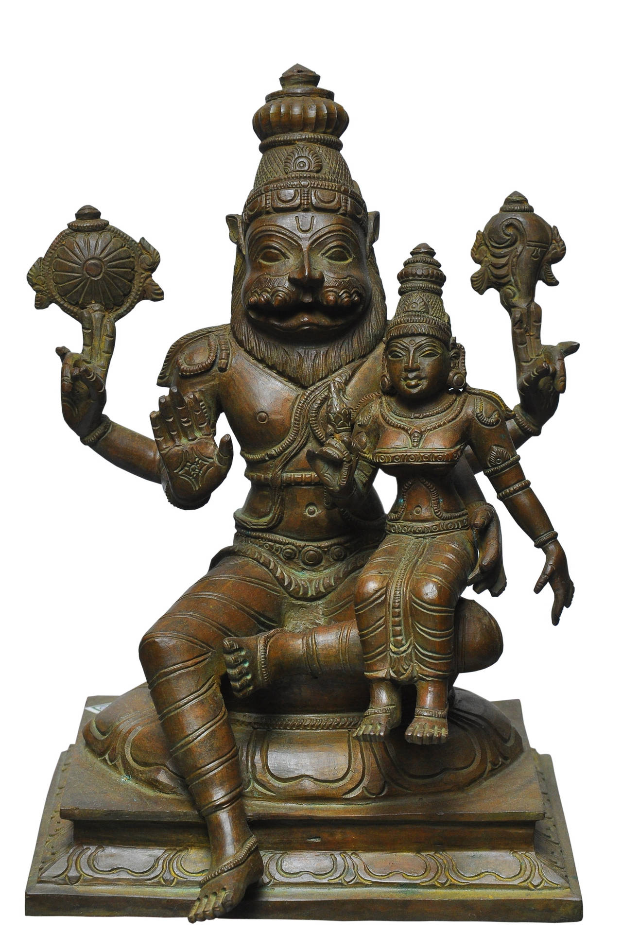 Carved Narasimha And Lakshmi Statue Background