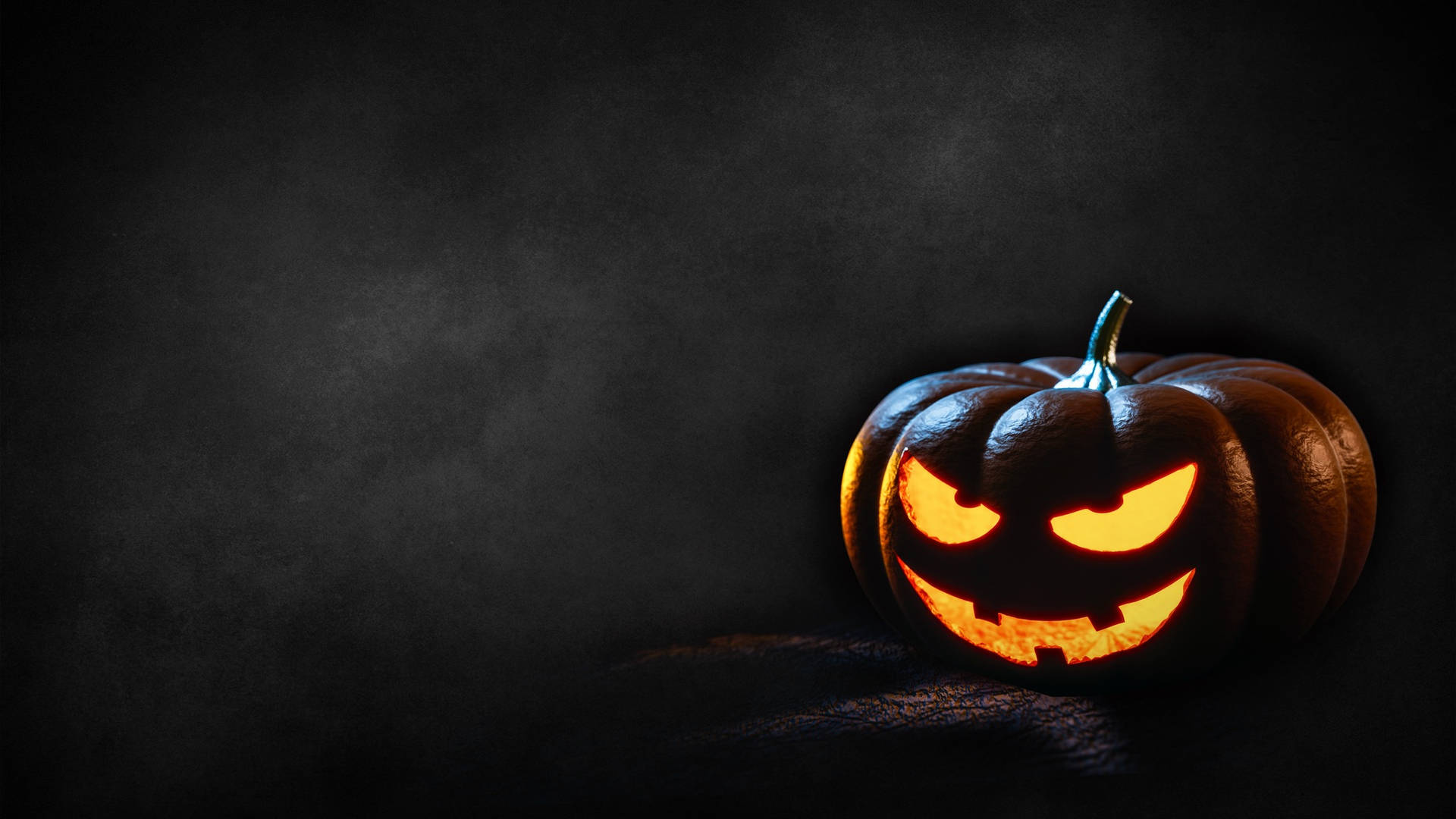 Carved Pumpkin Black Background Halloween Computer Background