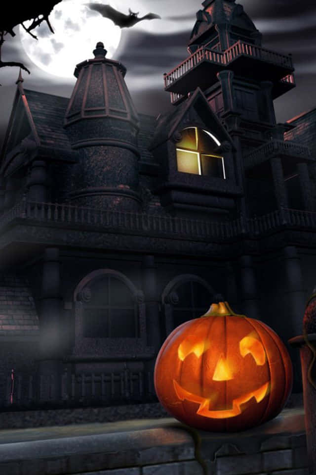 Carved Pumpkin Dark Castle Background