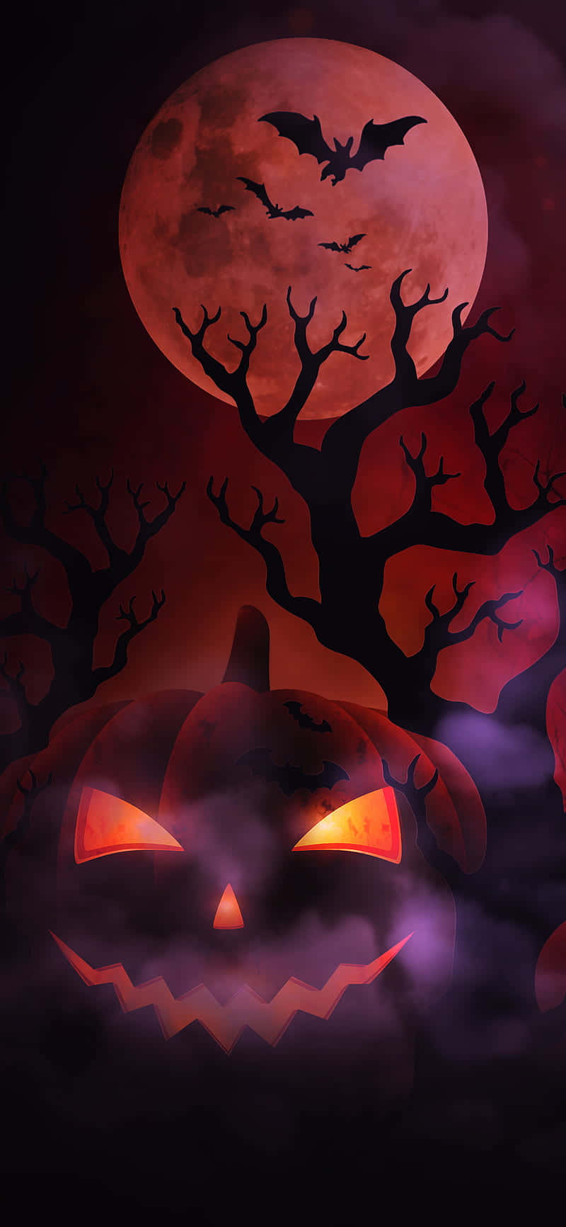 Carved Pumpkin Halloween Bats Background