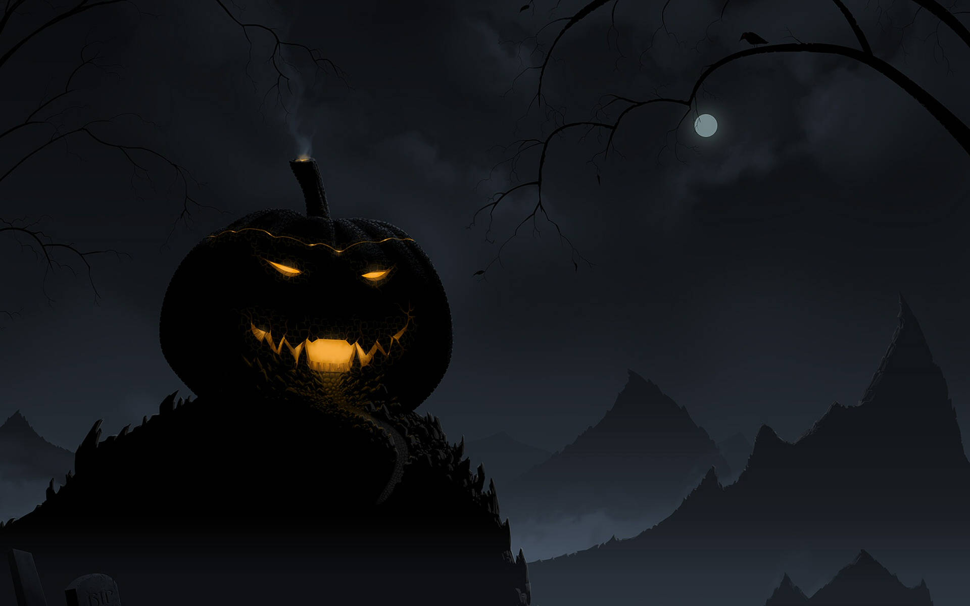Carved Pumpkin House Halloween Computer Background