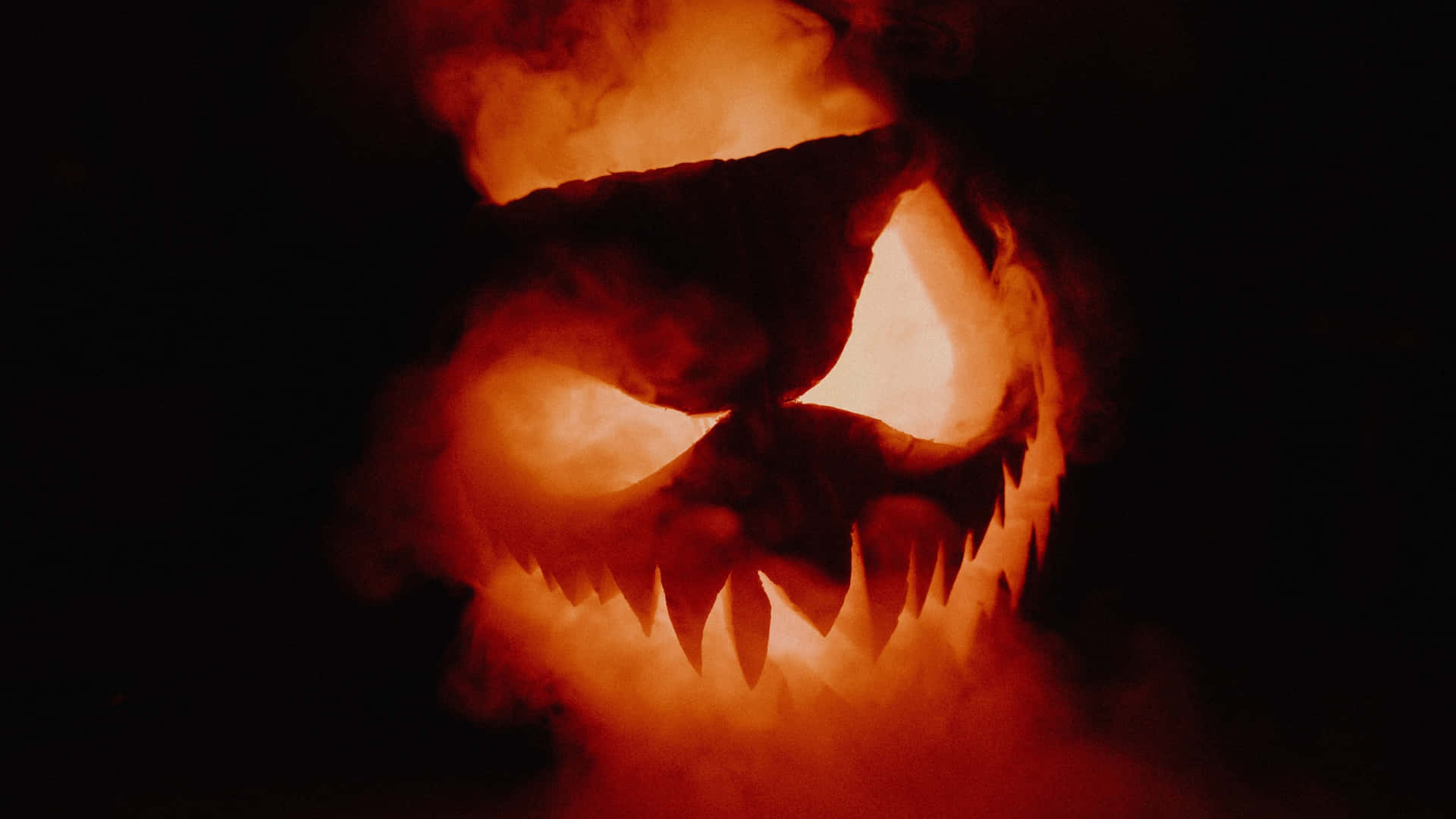 Carved Pumpkin On Fire