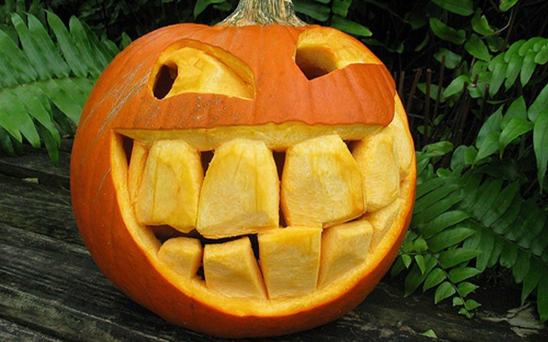 Carved Pumpkin Silly Grin Background