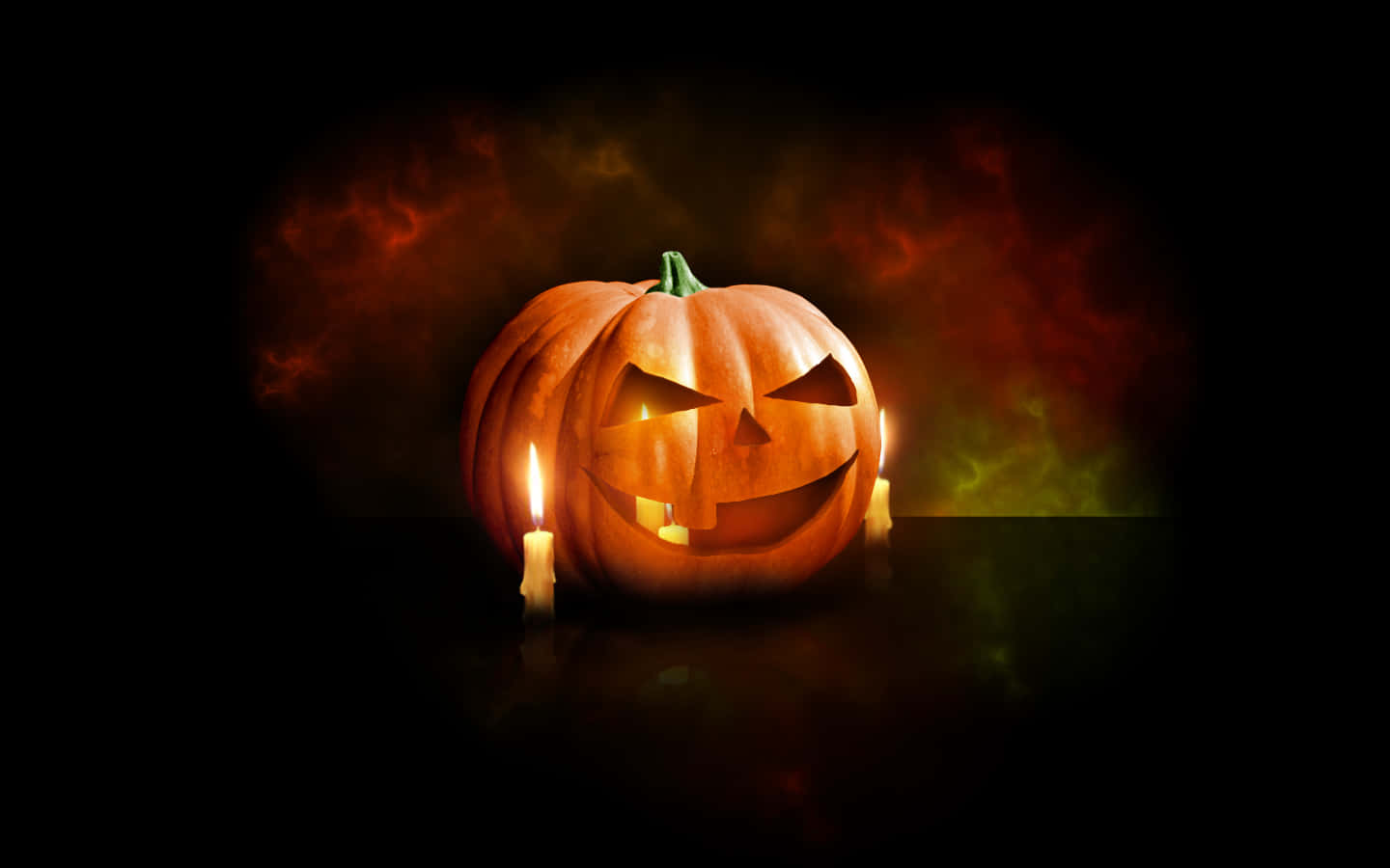 Carved Pumpkin Smiling Candles Background