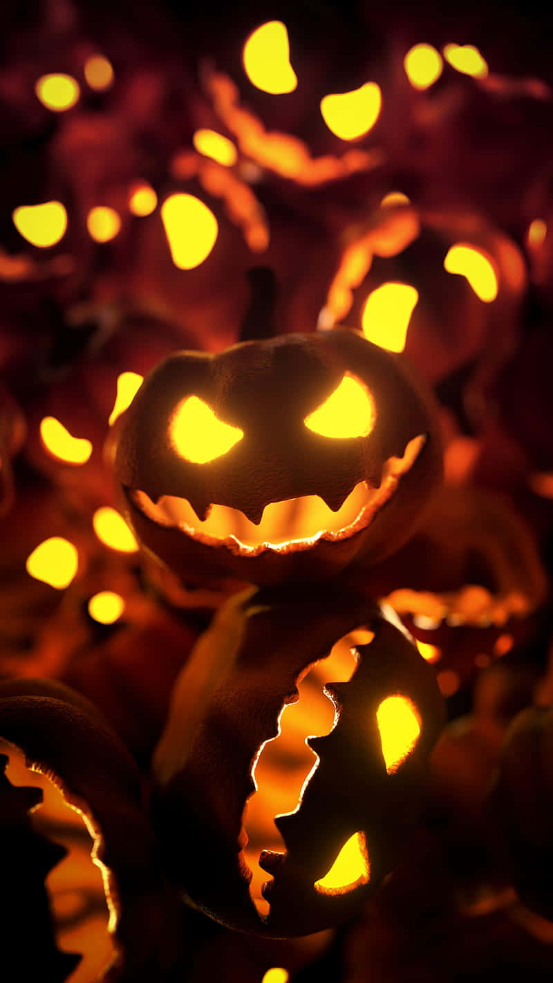 Carved Pumpkins Evil Smiles Halloween Background