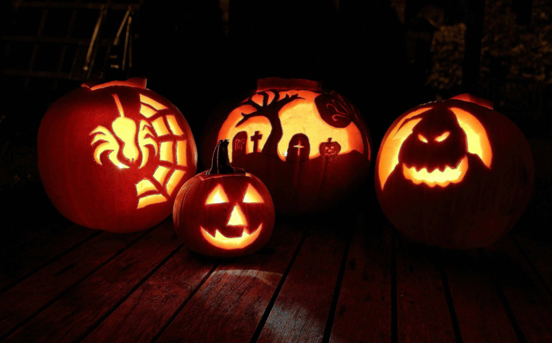 Carved Pumpkins Halloween Computer Background