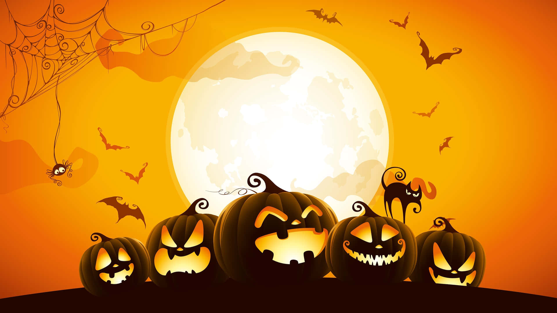 Carved Pumpkins Moon Halloween Poster Background